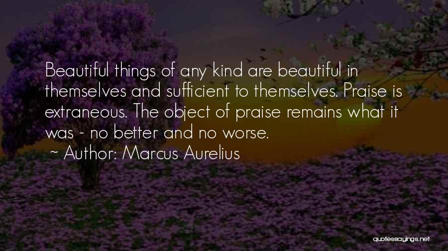 Marcus Aurelius Quotes: Beautiful Things Of Any Kind Are Beautiful In Themselves And Sufficient To Themselves. Praise Is Extraneous. The Object Of Praise