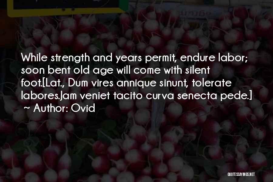 Ovid Quotes: While Strength And Years Permit, Endure Labor; Soon Bent Old Age Will Come With Silent Foot.[lat., Dum Vires Annique Sinunt,