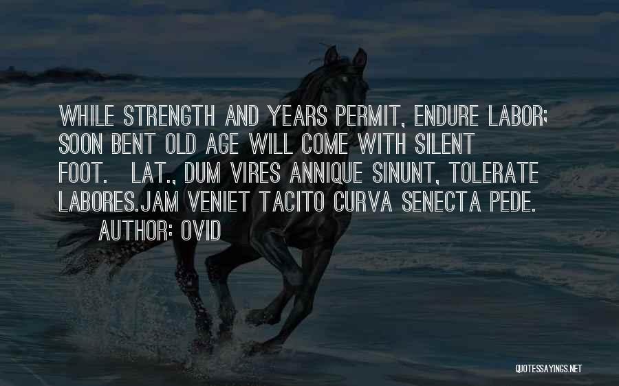 Ovid Quotes: While Strength And Years Permit, Endure Labor; Soon Bent Old Age Will Come With Silent Foot.[lat., Dum Vires Annique Sinunt,