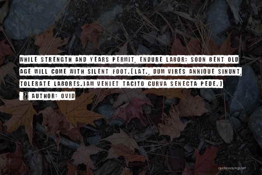 Ovid Quotes: While Strength And Years Permit, Endure Labor; Soon Bent Old Age Will Come With Silent Foot.[lat., Dum Vires Annique Sinunt,