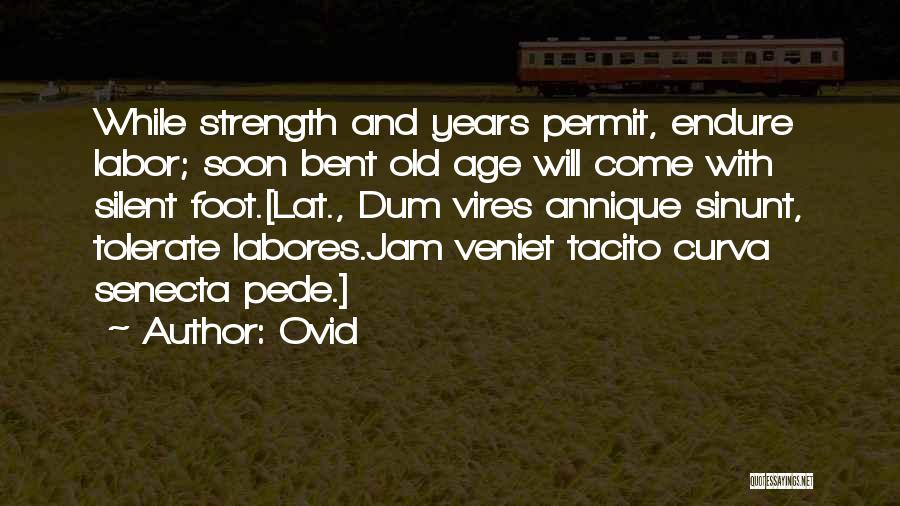 Ovid Quotes: While Strength And Years Permit, Endure Labor; Soon Bent Old Age Will Come With Silent Foot.[lat., Dum Vires Annique Sinunt,