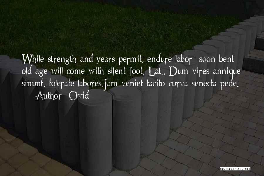 Ovid Quotes: While Strength And Years Permit, Endure Labor; Soon Bent Old Age Will Come With Silent Foot.[lat., Dum Vires Annique Sinunt,