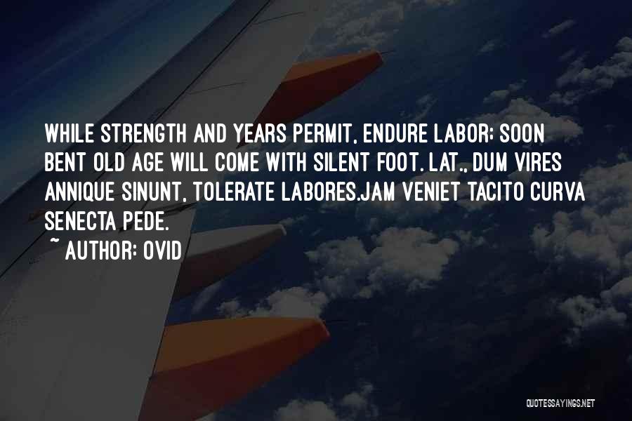 Ovid Quotes: While Strength And Years Permit, Endure Labor; Soon Bent Old Age Will Come With Silent Foot.[lat., Dum Vires Annique Sinunt,