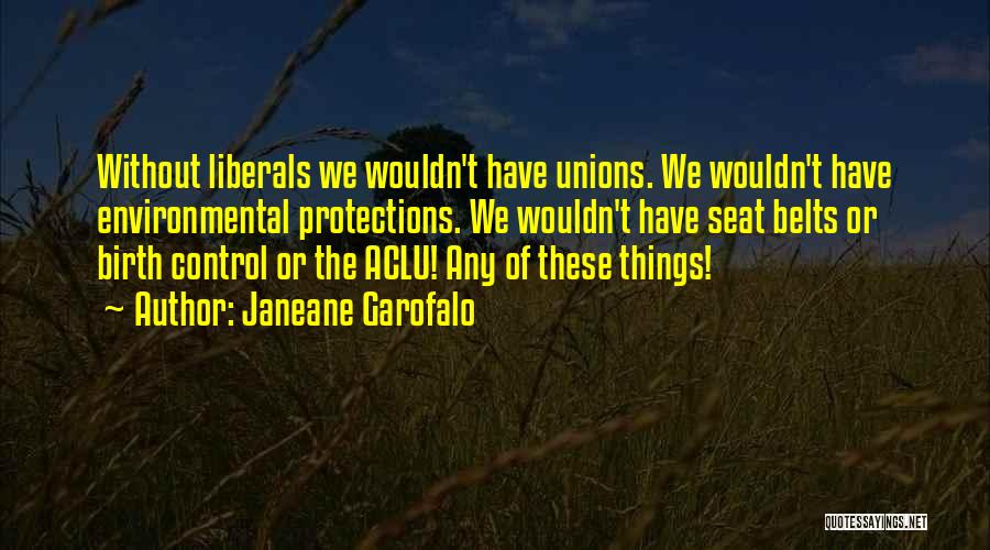 Janeane Garofalo Quotes: Without Liberals We Wouldn't Have Unions. We Wouldn't Have Environmental Protections. We Wouldn't Have Seat Belts Or Birth Control Or