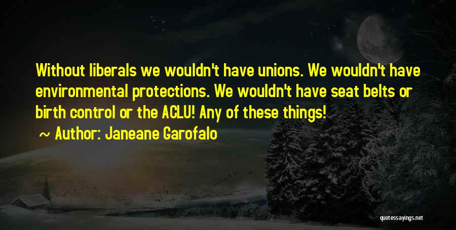 Janeane Garofalo Quotes: Without Liberals We Wouldn't Have Unions. We Wouldn't Have Environmental Protections. We Wouldn't Have Seat Belts Or Birth Control Or