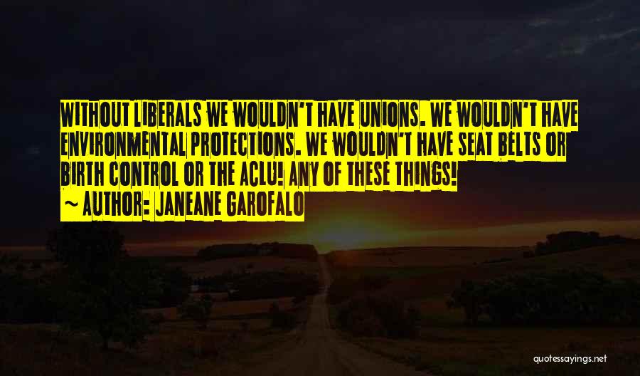 Janeane Garofalo Quotes: Without Liberals We Wouldn't Have Unions. We Wouldn't Have Environmental Protections. We Wouldn't Have Seat Belts Or Birth Control Or