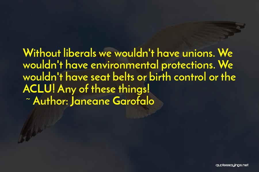 Janeane Garofalo Quotes: Without Liberals We Wouldn't Have Unions. We Wouldn't Have Environmental Protections. We Wouldn't Have Seat Belts Or Birth Control Or