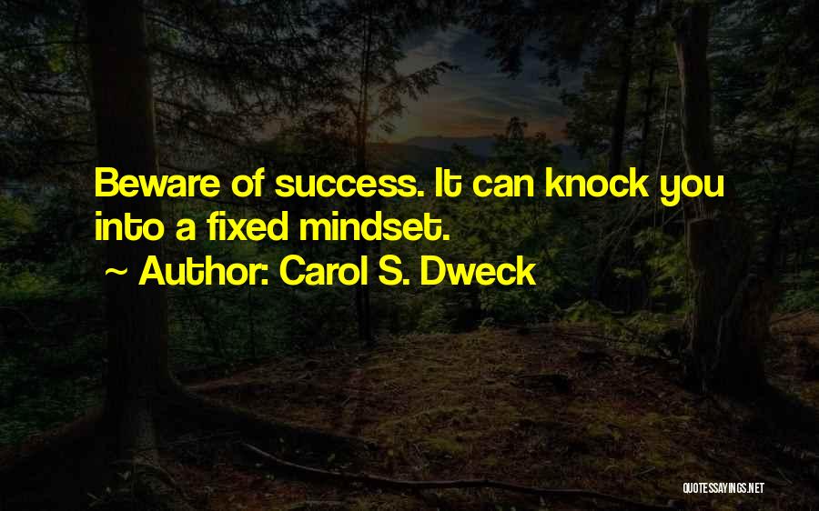 Carol S. Dweck Quotes: Beware Of Success. It Can Knock You Into A Fixed Mindset.