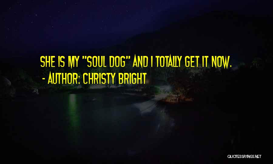 Christy Bright Quotes: She Is My Soul Dog And I Totally Get It Now.
