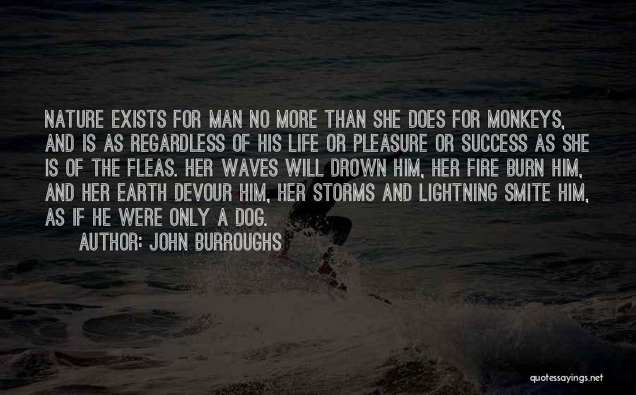 John Burroughs Quotes: Nature Exists For Man No More Than She Does For Monkeys, And Is As Regardless Of His Life Or Pleasure