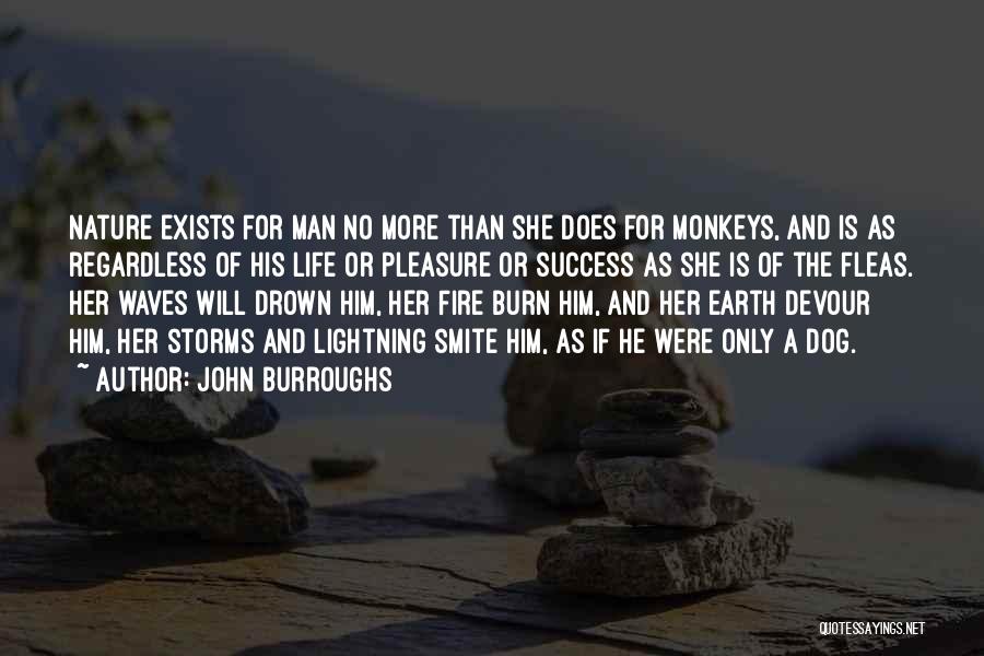 John Burroughs Quotes: Nature Exists For Man No More Than She Does For Monkeys, And Is As Regardless Of His Life Or Pleasure