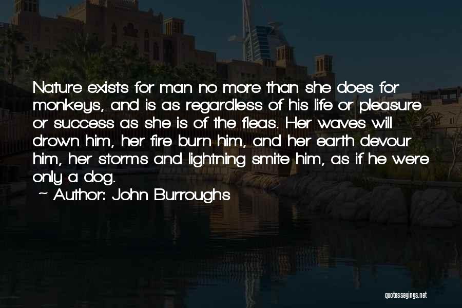 John Burroughs Quotes: Nature Exists For Man No More Than She Does For Monkeys, And Is As Regardless Of His Life Or Pleasure