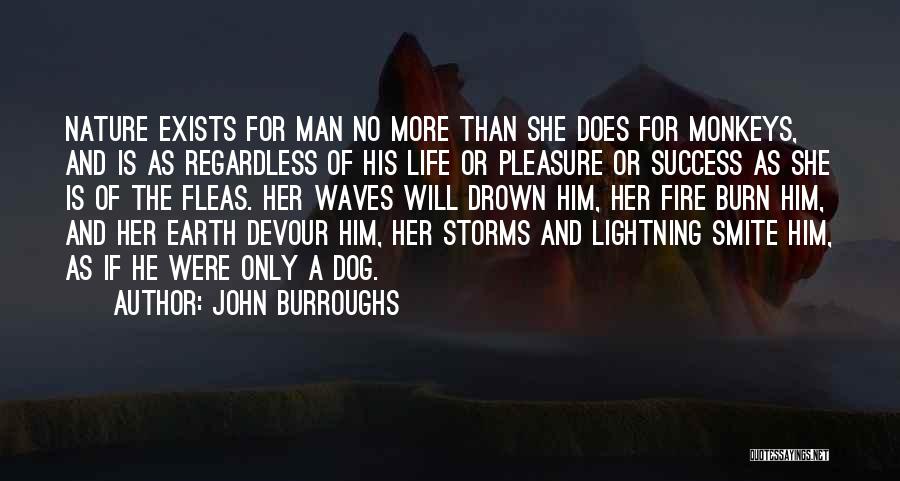 John Burroughs Quotes: Nature Exists For Man No More Than She Does For Monkeys, And Is As Regardless Of His Life Or Pleasure