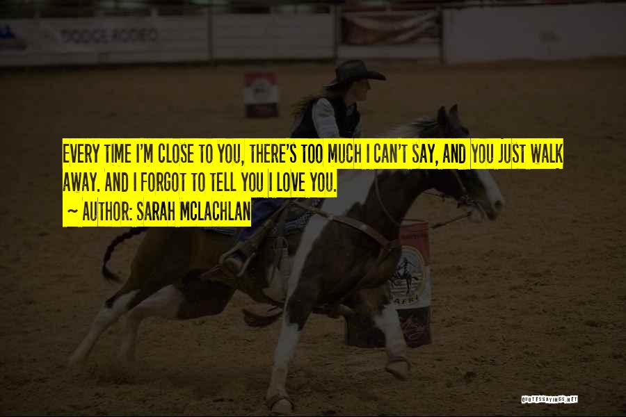 Sarah McLachlan Quotes: Every Time I'm Close To You, There's Too Much I Can't Say, And You Just Walk Away. And I Forgot