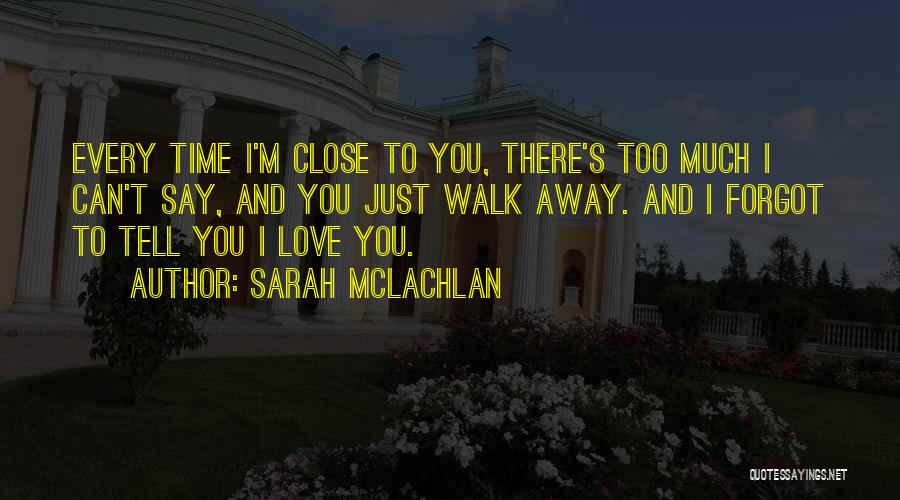 Sarah McLachlan Quotes: Every Time I'm Close To You, There's Too Much I Can't Say, And You Just Walk Away. And I Forgot
