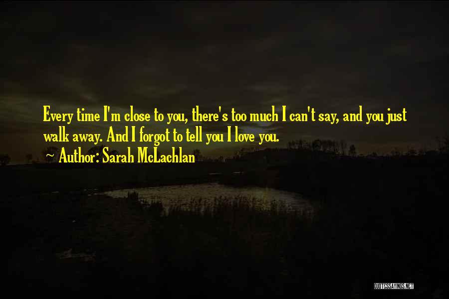 Sarah McLachlan Quotes: Every Time I'm Close To You, There's Too Much I Can't Say, And You Just Walk Away. And I Forgot