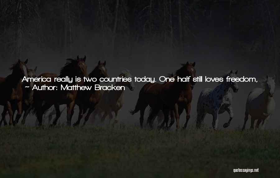 Matthew Bracken Quotes: America Really Is Two Countries Today. One Half Still Loves Freedom, And The Other Half's Already Socialist, Even If They