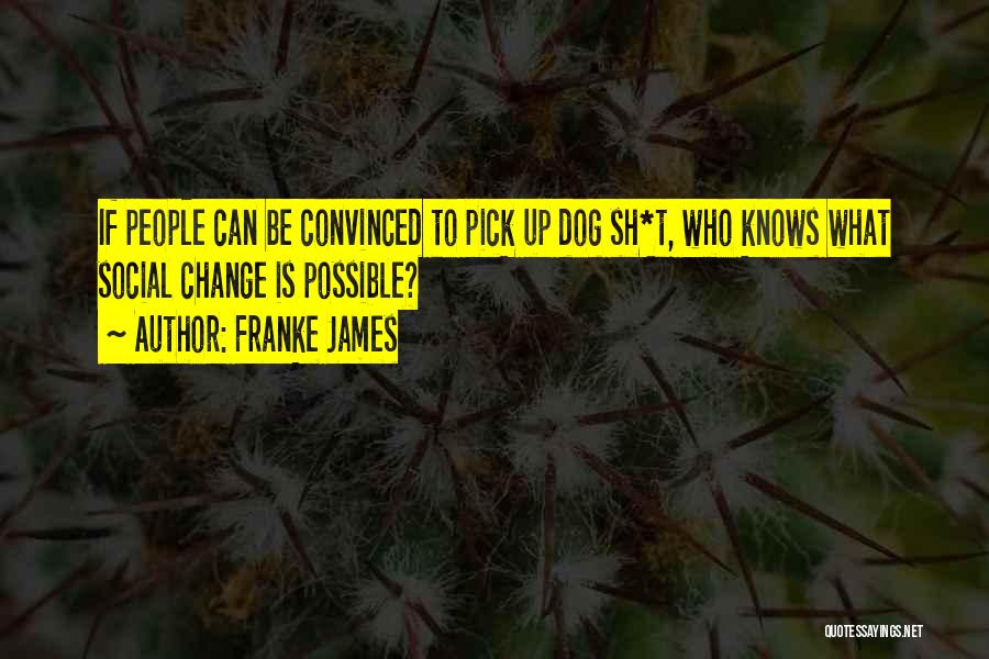 Franke James Quotes: If People Can Be Convinced To Pick Up Dog Sh*t, Who Knows What Social Change Is Possible?