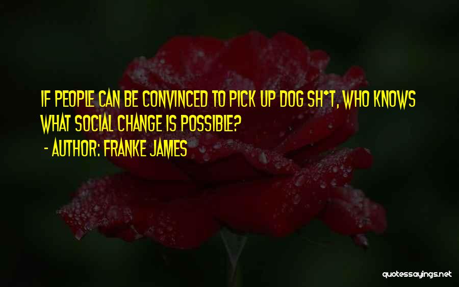 Franke James Quotes: If People Can Be Convinced To Pick Up Dog Sh*t, Who Knows What Social Change Is Possible?