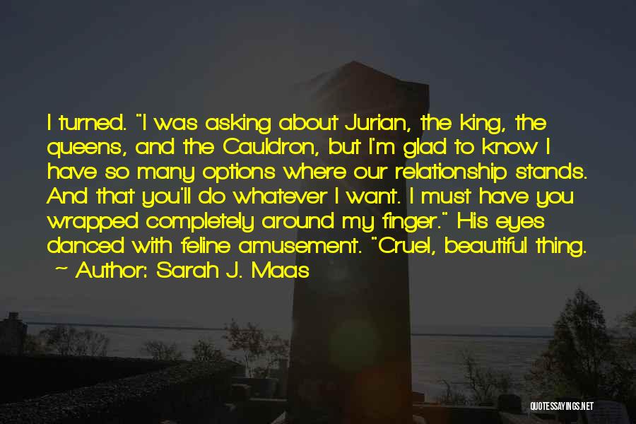 Sarah J. Maas Quotes: I Turned. I Was Asking About Jurian, The King, The Queens, And The Cauldron, But I'm Glad To Know I