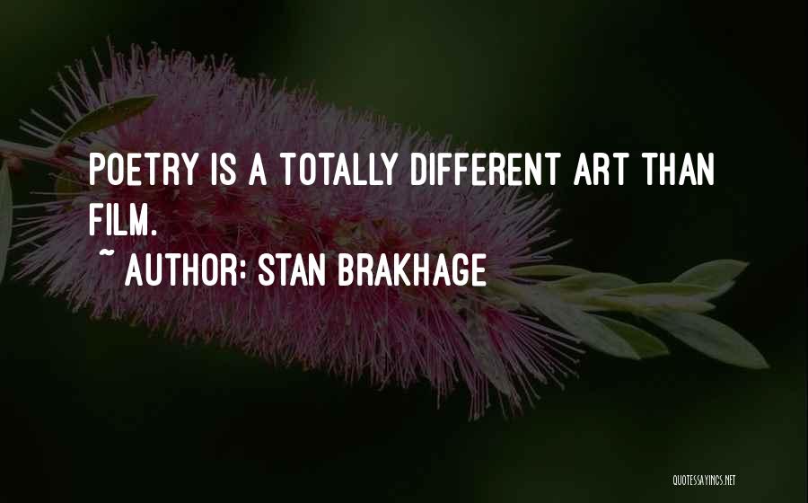 Stan Brakhage Quotes: Poetry Is A Totally Different Art Than Film.