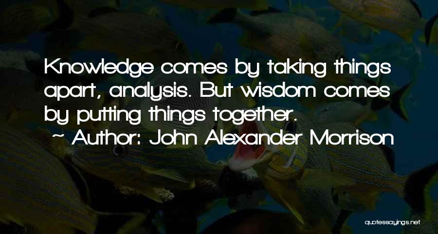 John Alexander Morrison Quotes: Knowledge Comes By Taking Things Apart, Analysis. But Wisdom Comes By Putting Things Together.