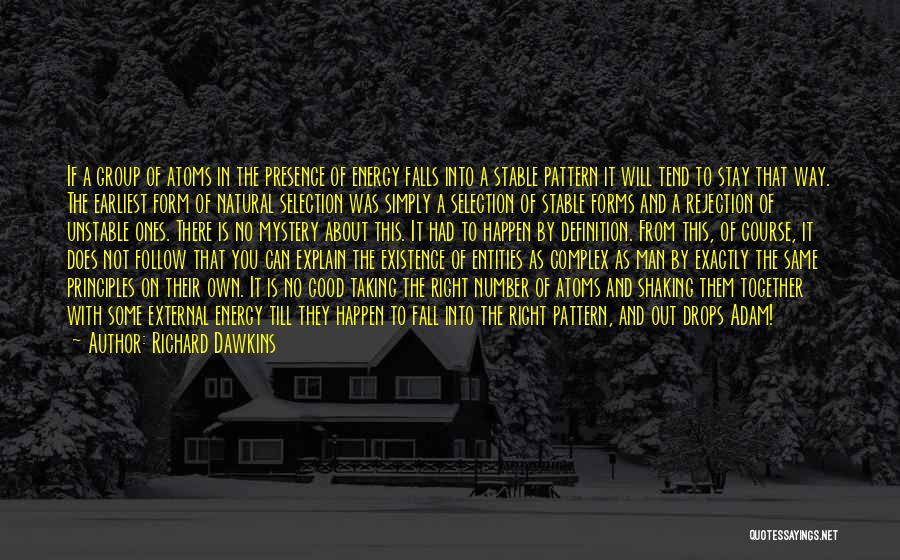 Richard Dawkins Quotes: If A Group Of Atoms In The Presence Of Energy Falls Into A Stable Pattern It Will Tend To Stay