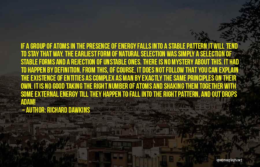 Richard Dawkins Quotes: If A Group Of Atoms In The Presence Of Energy Falls Into A Stable Pattern It Will Tend To Stay