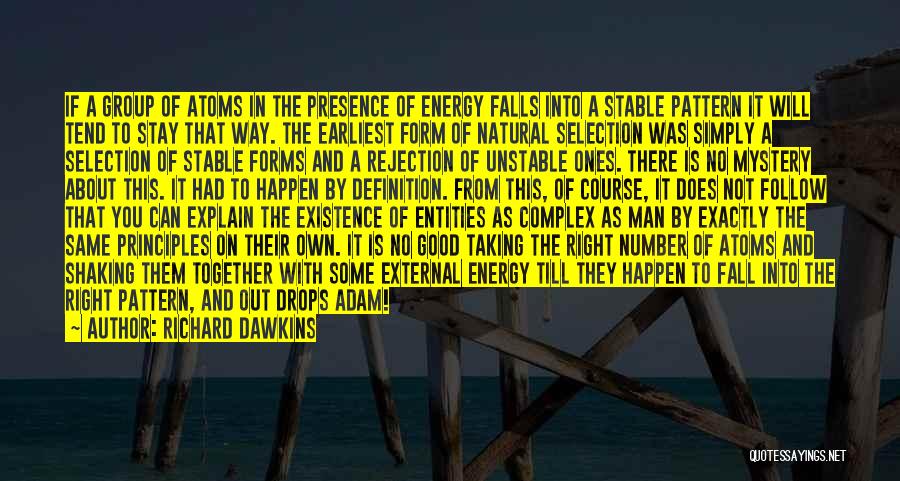 Richard Dawkins Quotes: If A Group Of Atoms In The Presence Of Energy Falls Into A Stable Pattern It Will Tend To Stay