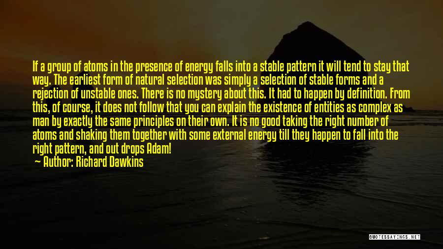 Richard Dawkins Quotes: If A Group Of Atoms In The Presence Of Energy Falls Into A Stable Pattern It Will Tend To Stay