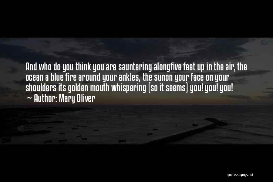 Mary Oliver Quotes: And Who Do You Think You Are Sauntering Alongfive Feet Up In The Air, The Ocean A Blue Fire Around