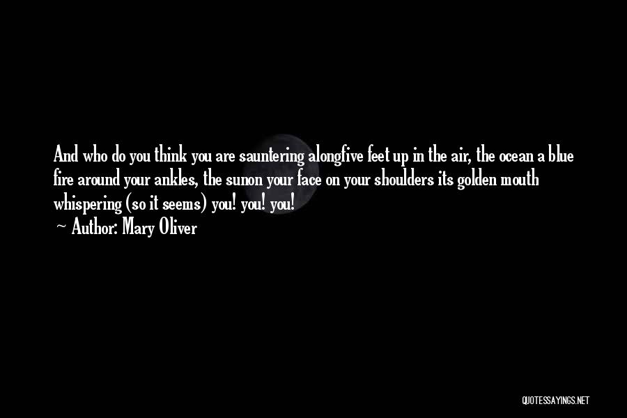 Mary Oliver Quotes: And Who Do You Think You Are Sauntering Alongfive Feet Up In The Air, The Ocean A Blue Fire Around