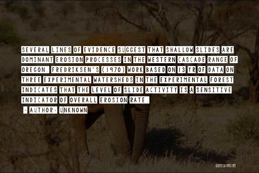 Unknown Quotes: Several Lines Of Evidence Suggest That Shallow Slides Are Dominant Erosion Processes In The Western Cascade Range Of Oregon. Fredriksen's