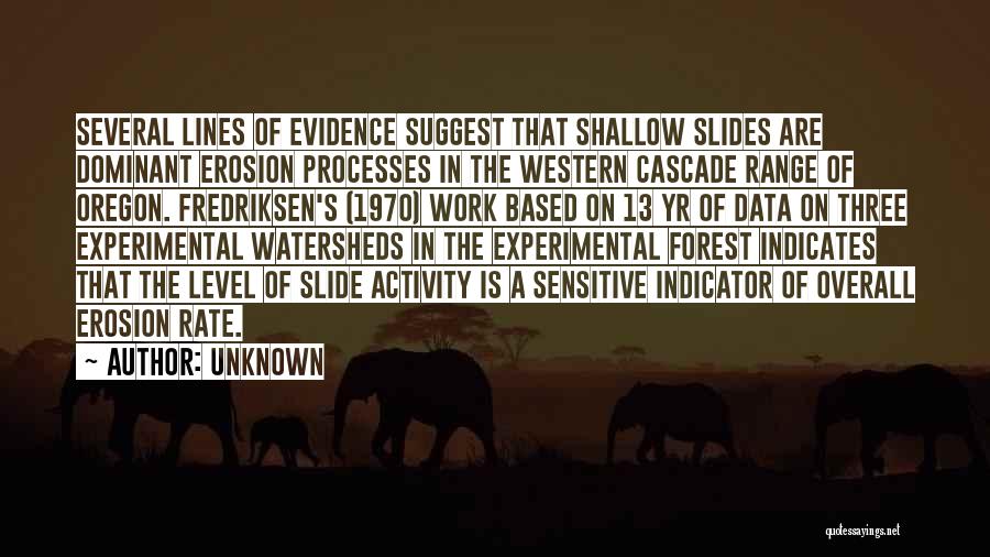 Unknown Quotes: Several Lines Of Evidence Suggest That Shallow Slides Are Dominant Erosion Processes In The Western Cascade Range Of Oregon. Fredriksen's