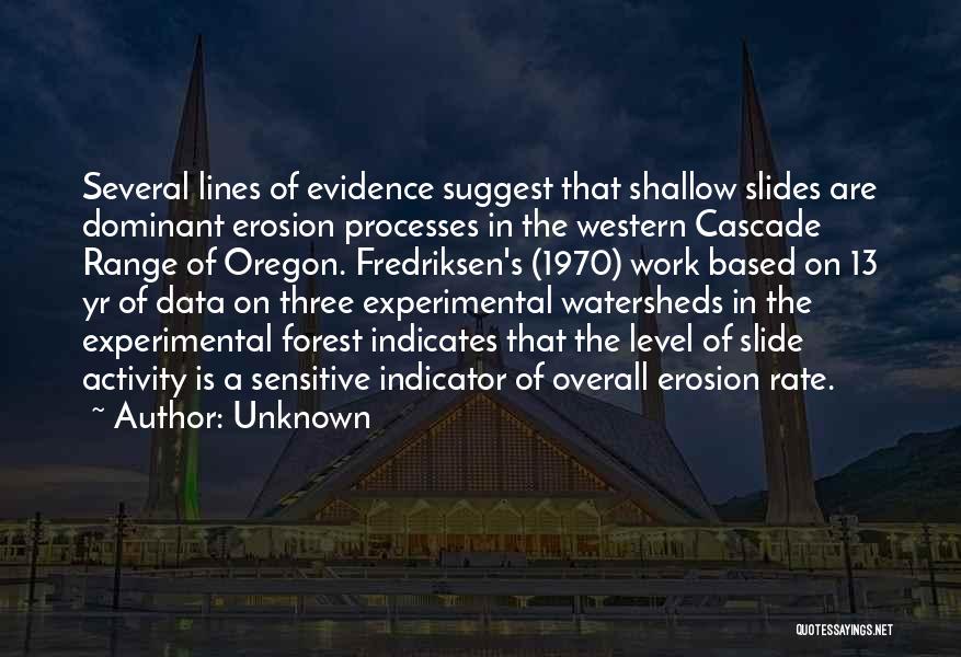 Unknown Quotes: Several Lines Of Evidence Suggest That Shallow Slides Are Dominant Erosion Processes In The Western Cascade Range Of Oregon. Fredriksen's