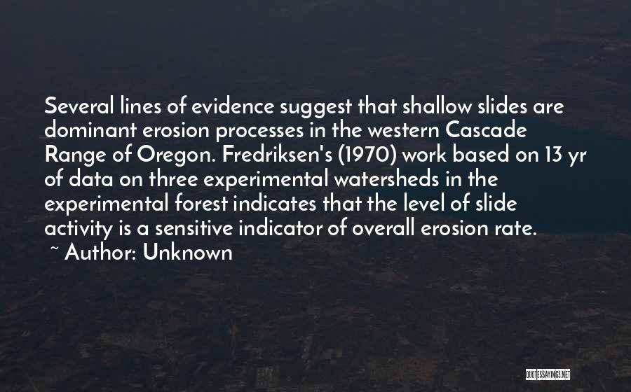 Unknown Quotes: Several Lines Of Evidence Suggest That Shallow Slides Are Dominant Erosion Processes In The Western Cascade Range Of Oregon. Fredriksen's