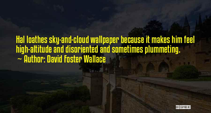 David Foster Wallace Quotes: Hal Loathes Sky-and-cloud Wallpaper Because It Makes Him Feel High-altitude And Disoriented And Sometimes Plummeting.
