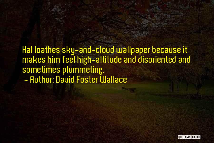 David Foster Wallace Quotes: Hal Loathes Sky-and-cloud Wallpaper Because It Makes Him Feel High-altitude And Disoriented And Sometimes Plummeting.