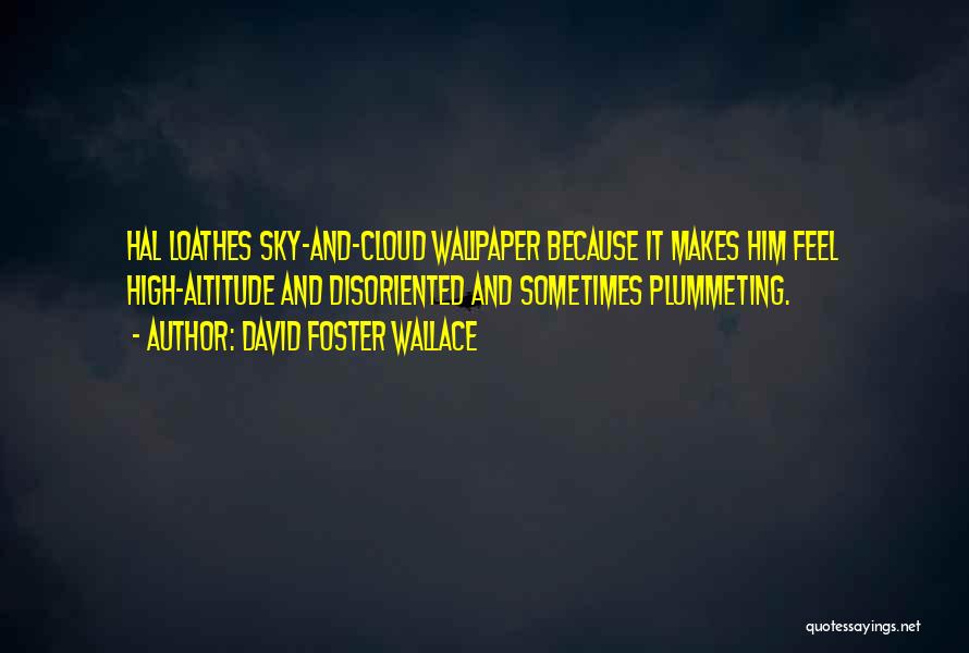 David Foster Wallace Quotes: Hal Loathes Sky-and-cloud Wallpaper Because It Makes Him Feel High-altitude And Disoriented And Sometimes Plummeting.