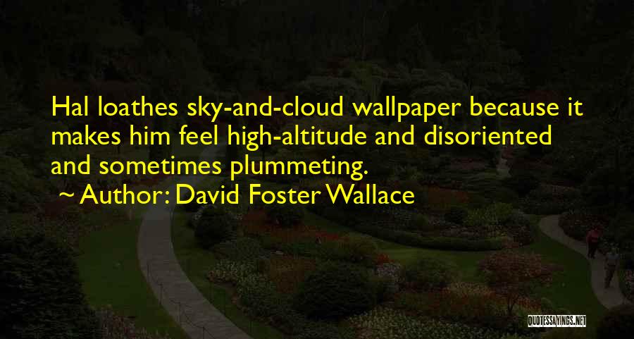 David Foster Wallace Quotes: Hal Loathes Sky-and-cloud Wallpaper Because It Makes Him Feel High-altitude And Disoriented And Sometimes Plummeting.