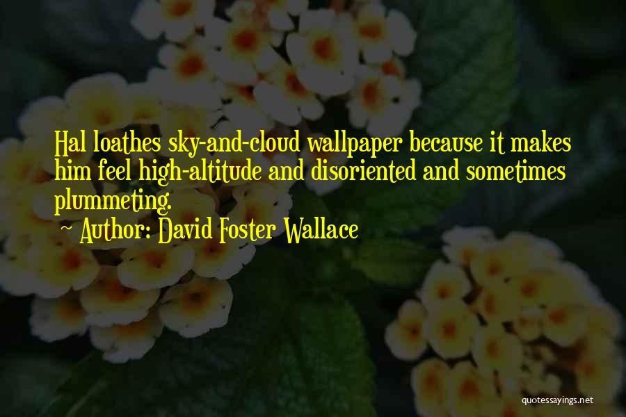 David Foster Wallace Quotes: Hal Loathes Sky-and-cloud Wallpaper Because It Makes Him Feel High-altitude And Disoriented And Sometimes Plummeting.