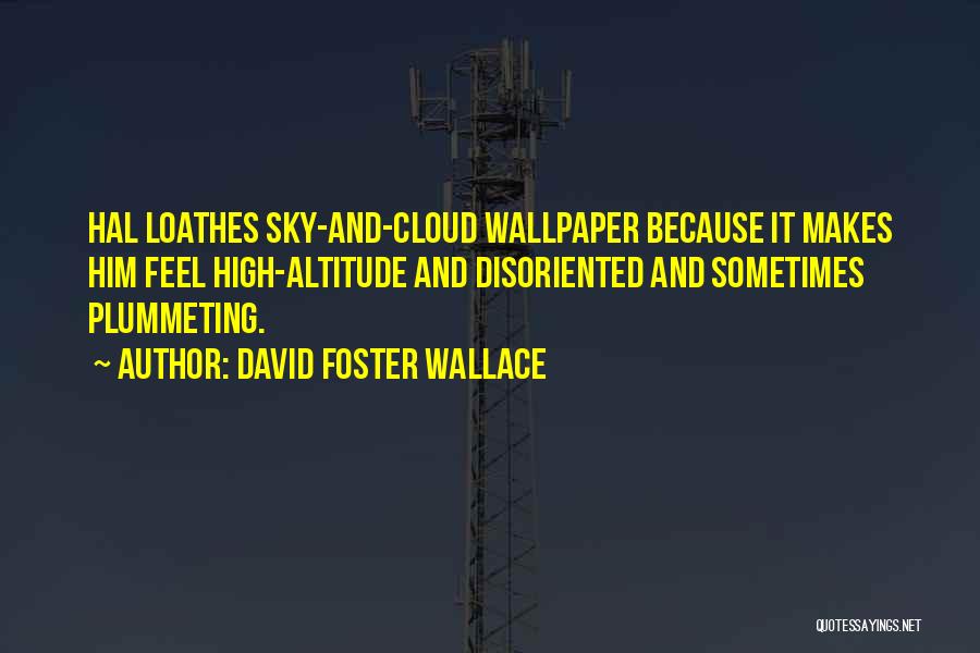 David Foster Wallace Quotes: Hal Loathes Sky-and-cloud Wallpaper Because It Makes Him Feel High-altitude And Disoriented And Sometimes Plummeting.