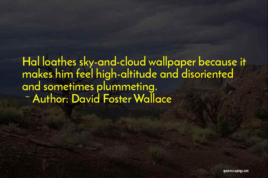 David Foster Wallace Quotes: Hal Loathes Sky-and-cloud Wallpaper Because It Makes Him Feel High-altitude And Disoriented And Sometimes Plummeting.