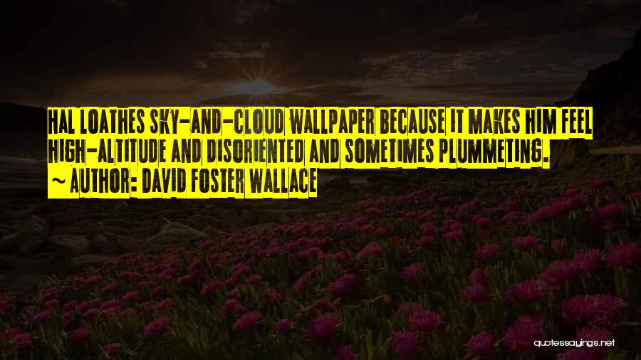 David Foster Wallace Quotes: Hal Loathes Sky-and-cloud Wallpaper Because It Makes Him Feel High-altitude And Disoriented And Sometimes Plummeting.