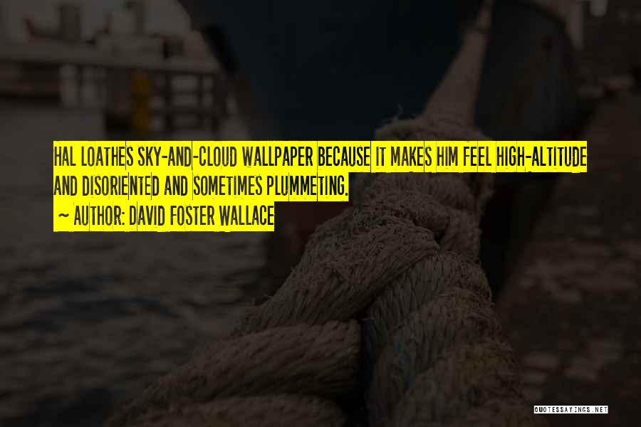 David Foster Wallace Quotes: Hal Loathes Sky-and-cloud Wallpaper Because It Makes Him Feel High-altitude And Disoriented And Sometimes Plummeting.
