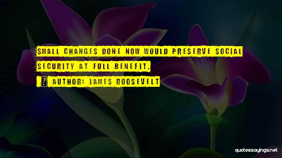 James Roosevelt Quotes: Small Changes Done Now Would Preserve Social Security At Full Benefit.