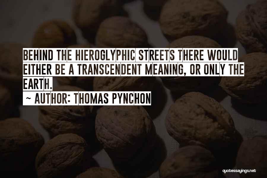 Thomas Pynchon Quotes: Behind The Hieroglyphic Streets There Would Either Be A Transcendent Meaning, Or Only The Earth.