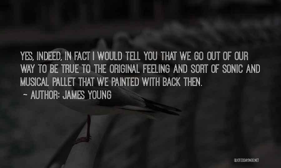 James Young Quotes: Yes, Indeed, In Fact I Would Tell You That We Go Out Of Our Way To Be True To The