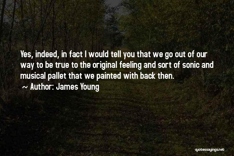 James Young Quotes: Yes, Indeed, In Fact I Would Tell You That We Go Out Of Our Way To Be True To The