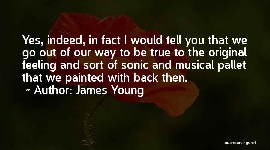 James Young Quotes: Yes, Indeed, In Fact I Would Tell You That We Go Out Of Our Way To Be True To The